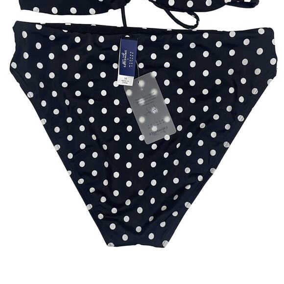 Ashley Graham x Swimsuits for All Bikini Set 14 Black White Polka Dot, Two-Piece - Picture 6 of 8